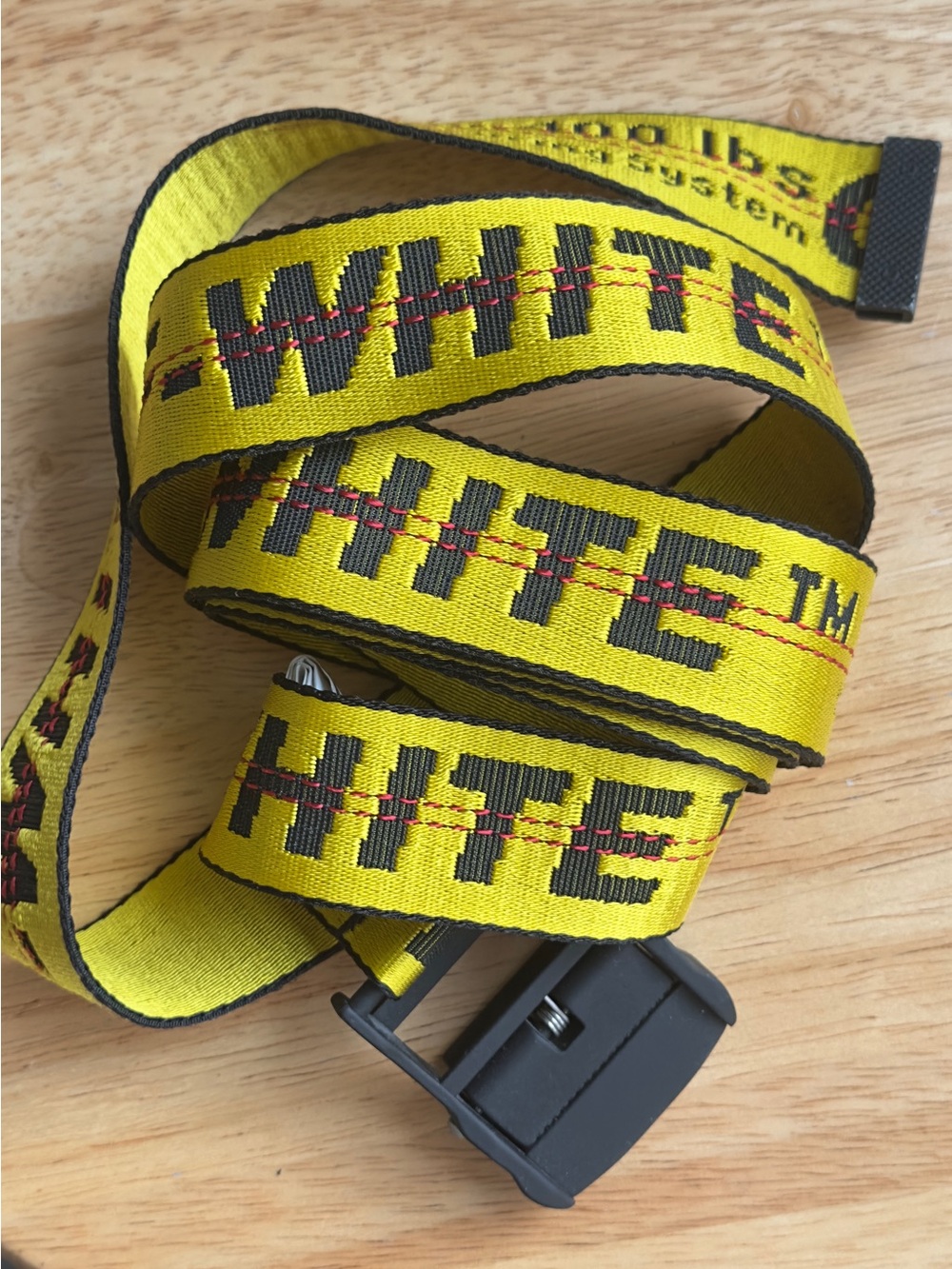 Off-White Yellow and Black Industrial Webbing Belt with Black Buckle